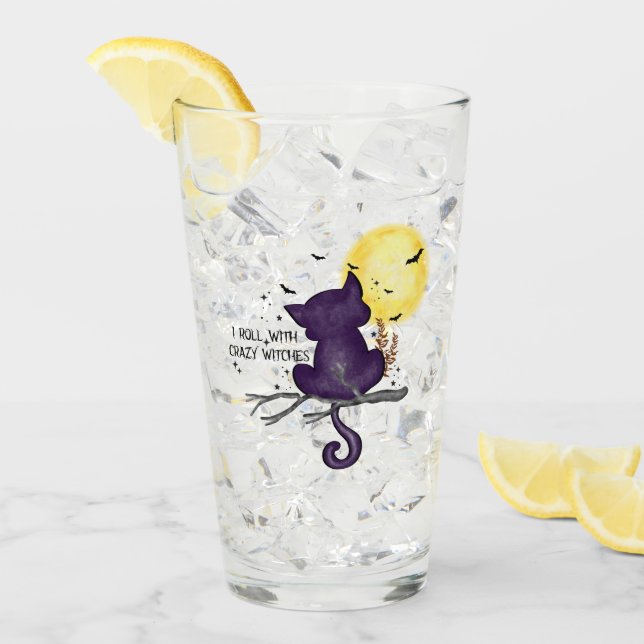 I Roll With Crazy Witches – Black Cat & Full Moon Glass (Front Ice)