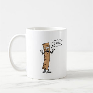 I Rule Funny Cartoon Ruler Pun Mug
