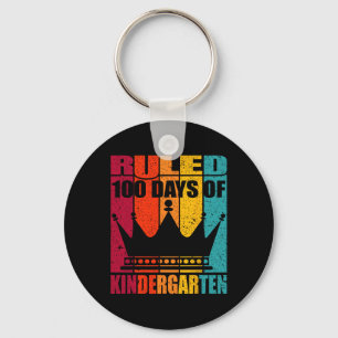 I Ruled 100 Days Of Kindergarten - Crown King And  Keychain