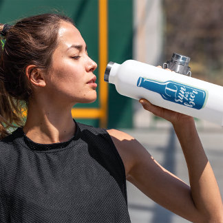 I Run For Beer Fitness Humour Blue Beer Water Bottle