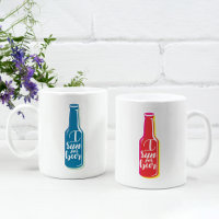 I Run For Beer Fitness Humour Red Blue Bottle