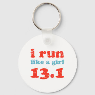 i run like a girl 13.1 keychain