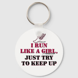 I run like a girl (red) keychain