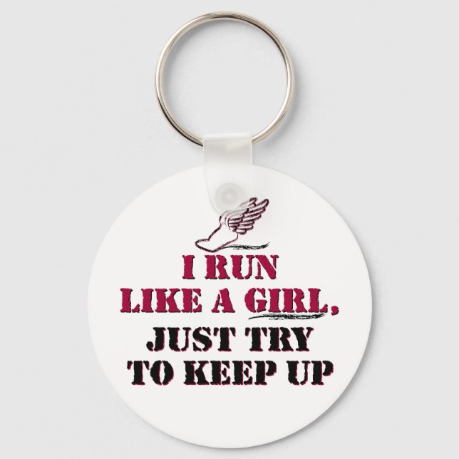 I run like a girl (red) keychain (Front)