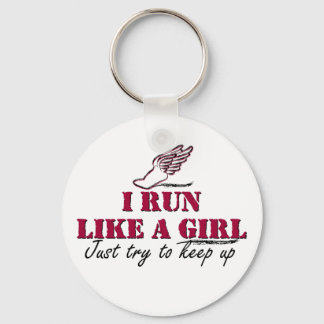 I run like a girl (script) keychain