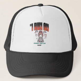 I Run on Chaos and Cat Hair – Funny Design for Cat Trucker Hat