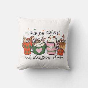 I Run On Coffee And Christmas Cheer Throw Pillow
