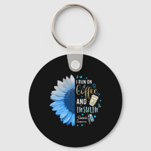 I Run On Coffee And Insulin Gift For Diabetes Awar Keychain