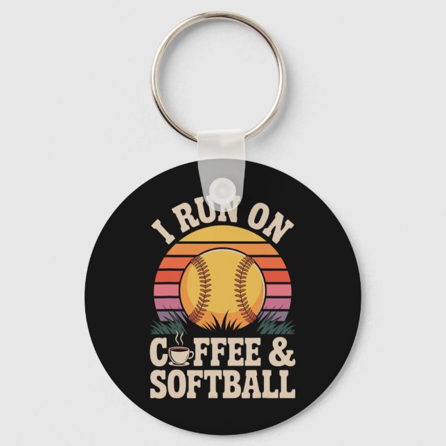 I Run On Coffee And Softll  Keychain (Front)