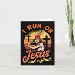 I Run On Jesus And Softball Christian Player Gift  Card
