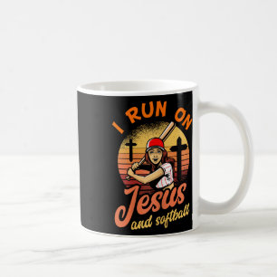 I Run On Jesus And Softball Christian Player Gift Coffee Mug