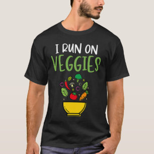 I Run On Veggies Humour Vegan Vegetarian Runner V T-Shirt