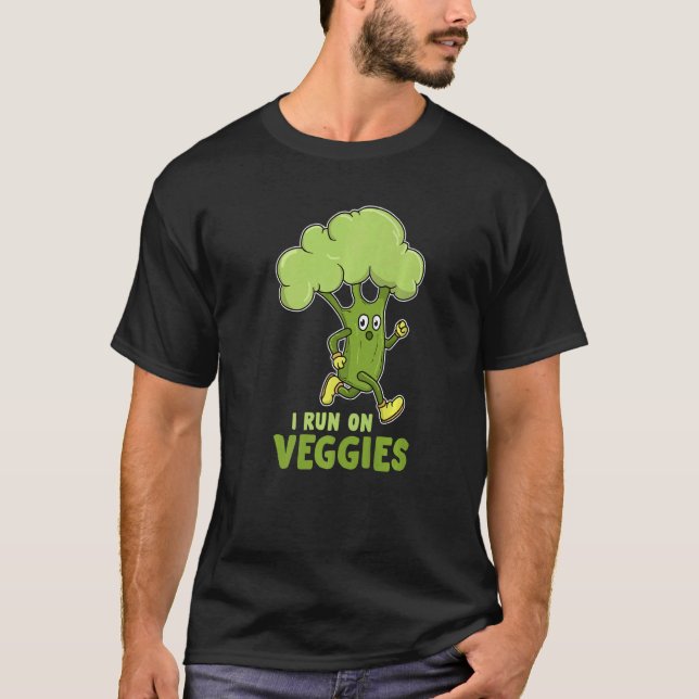 I run on Veggies the sporty broccoli T-Shirt (Front)