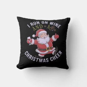 I Run on Wine and Christmas Cheer Throw Pillow