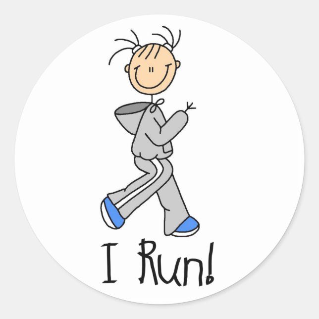 I Run T-shirts and Gifts Classic Round Sticker (Front)