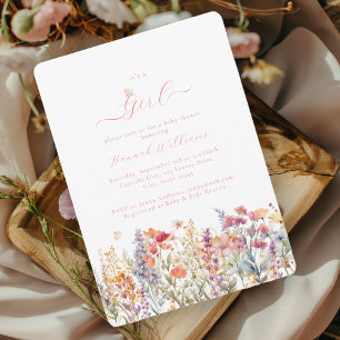I´s a Girl! Modern, Wildflower, Baby Shower Invitation