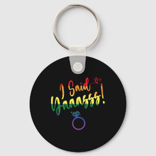 I Said Yes Gay Lgbtq Pride Rainbow Groom Bachelore Keychain