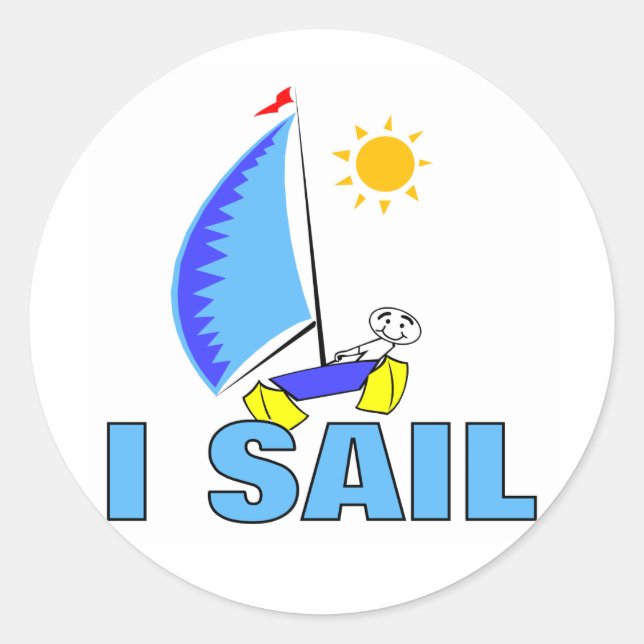 I Sail Classic Round Sticker (Front)