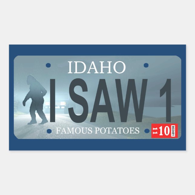 "I Saw 1" Sasquatch License Plate Sticker (Front)
