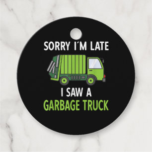 I Saw a Garbage Truck Costume Recycling Garbage Favour Tags