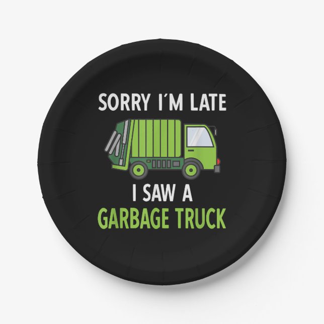 I Saw a Garbage Truck Costume  Recycling Garbage Paper Plate (Front)