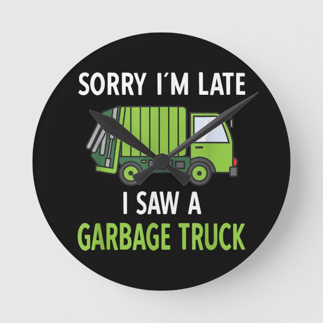 I Saw a Garbage Truck Costume  Recycling Garbage Round Clock (Front)