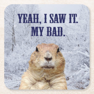 I Saw It Groundhog Day Square Paper Coaster