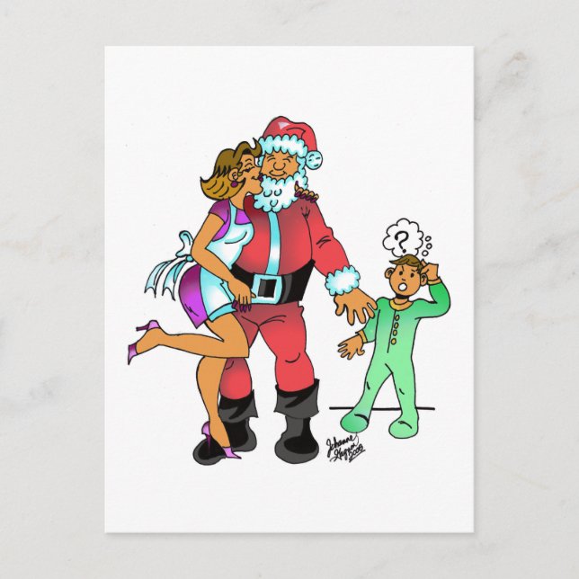 I saw mommy kiss the santa claus holiday postcard (Front)
