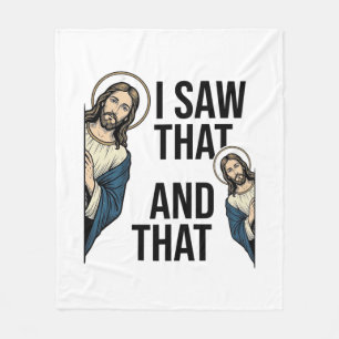 I Saw That Funny Jesus Peeking Vintage Shirt Desig Fleece Blanket