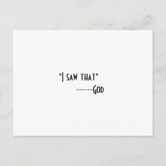 "I Saw That"---God Postcard