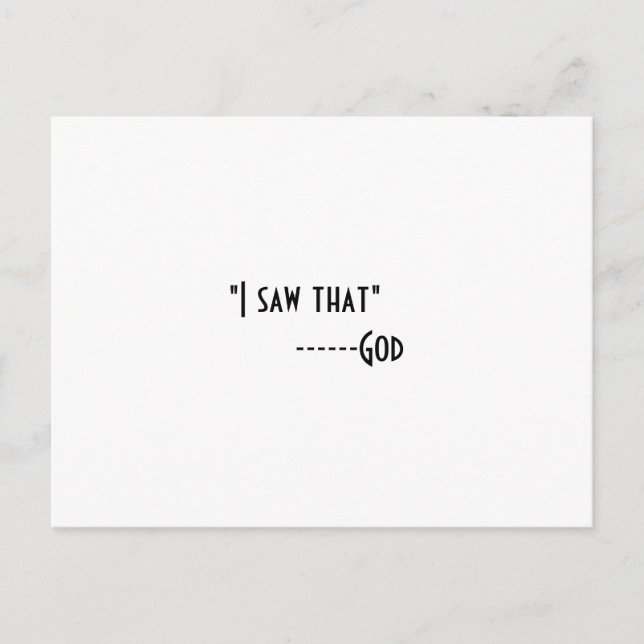 "I Saw That"---God Postcard (Front)