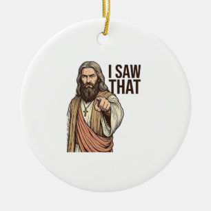 I Saw That Religious Pointing Vintage Engraving Sh Ceramic Ornament