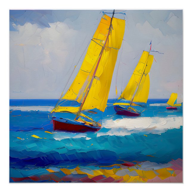 "I saw three boats" Seascape Poster (Front)