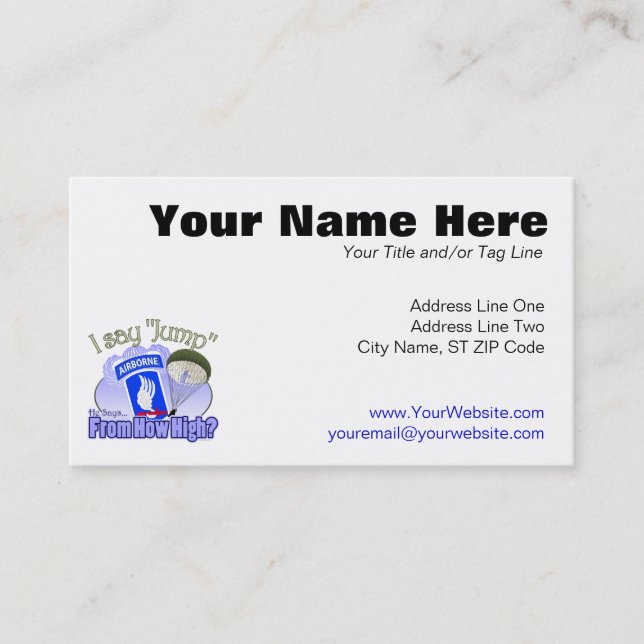 I Say Jump [173rd Airborne] Business Card (Front)