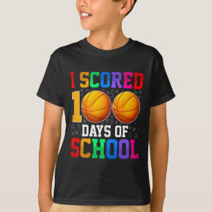 I Scored 100 Days Of School Bysketll Kids Student T-Shirt