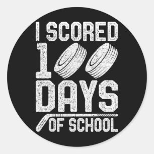 I Scored 100 Days Of School Hockey Student Teacher Classic Round Sticker