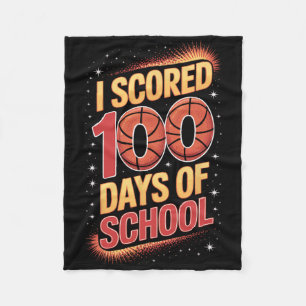 I Scored 100 Days Of School Sketll Player Fleece Blanket