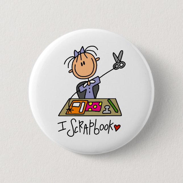 I Scrapbook 2 Inch Round Button (Front)