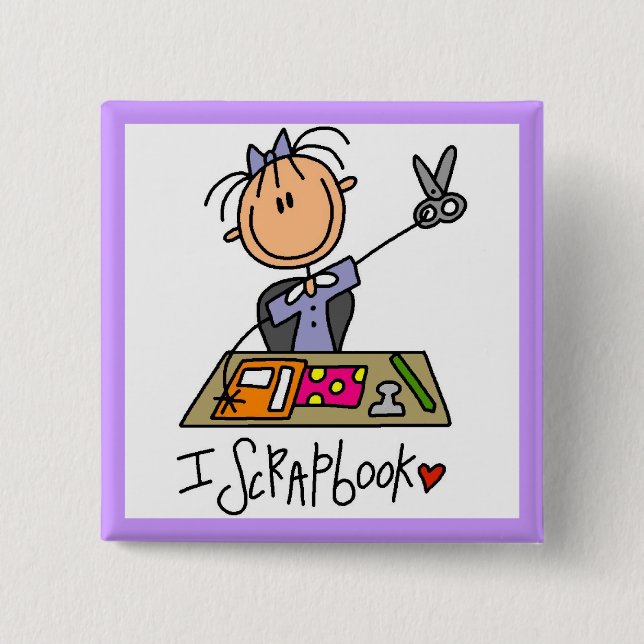 I Scrapbook 2 Inch Square Button (Front)