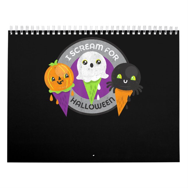 I Scream for Halloween Pumpkin Spider Ghost Calendar (Cover)