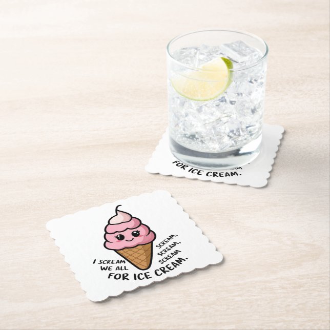 I Scream For Ice Cream Paper Coaster (Insitu)
