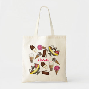 I Scream for Ice Cream Tote Cone Sundae Food Tote Bag