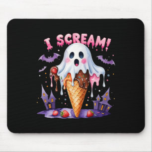 I Scream Ghost Ice Cream Halloween Cute Funny Art Mouse Pad