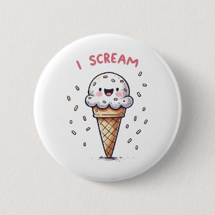 I Scream Ice Cream Cone with Sprinkles 2 Inch Round Button