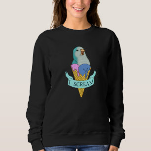 I scream Quaker Parrot, Funny Ice cream Blue Monk Sweatshirt