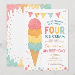 I Scream, You Scream, We All Scream for Ice Cream  Invitation