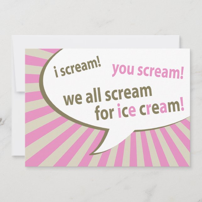 i scream! you scream! we all scream for ice cream! invitation (Front)