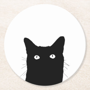 I See Cat Click to Select Your Colour Decor Option Round Paper Coaster