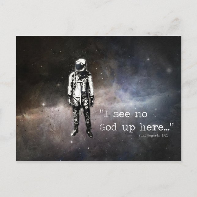 I see no god up here postcard (Front)