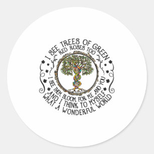 I See Trees Green Roses Colorful Dna 2022 Earth Da Classic Round Sticker